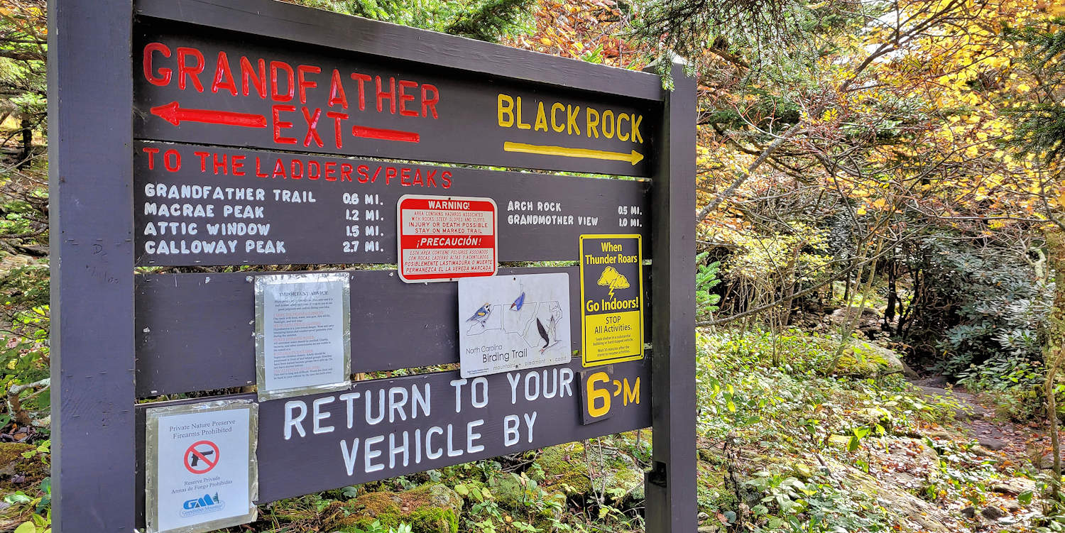 Hiking Sign Grandfather Mountain