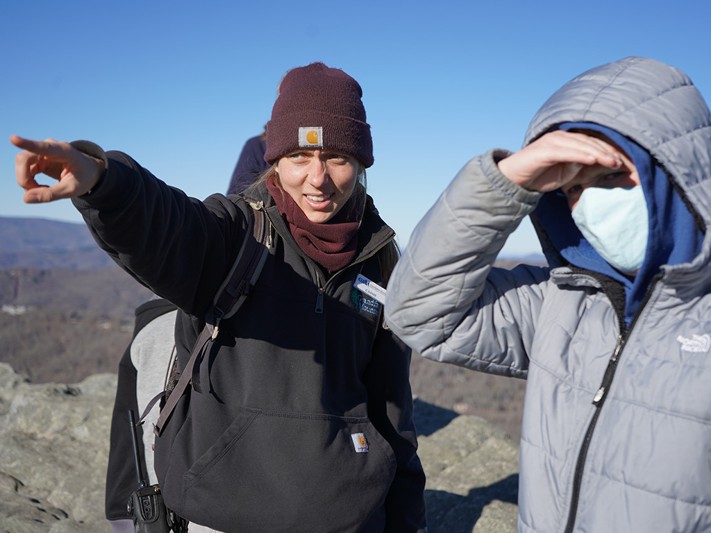 Grandfather Mountain educator leading a field trip on Linville Peak