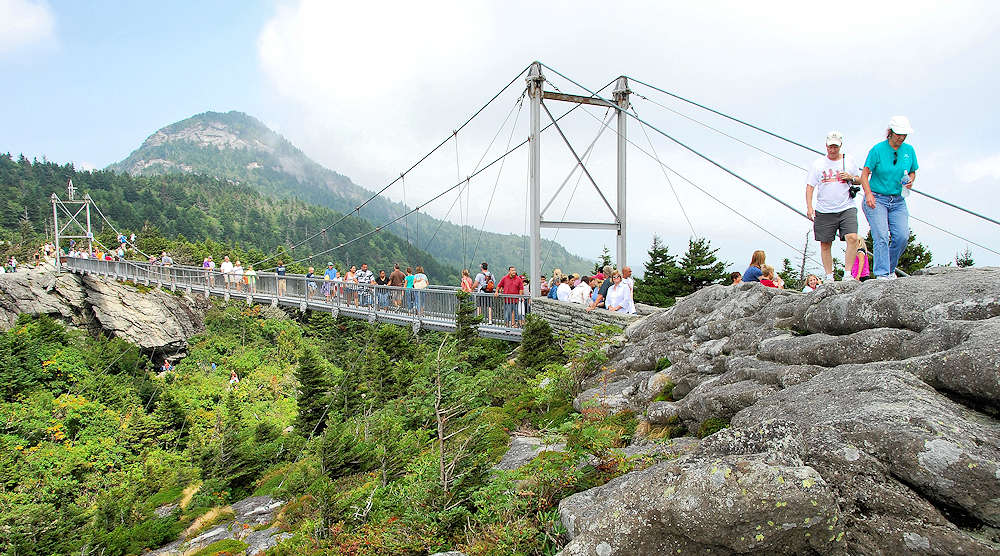 Grandfather Mountain Mile High Swinging Bridge in Summer Grandfather Mountain Mile High Swinging Bridge in Summer